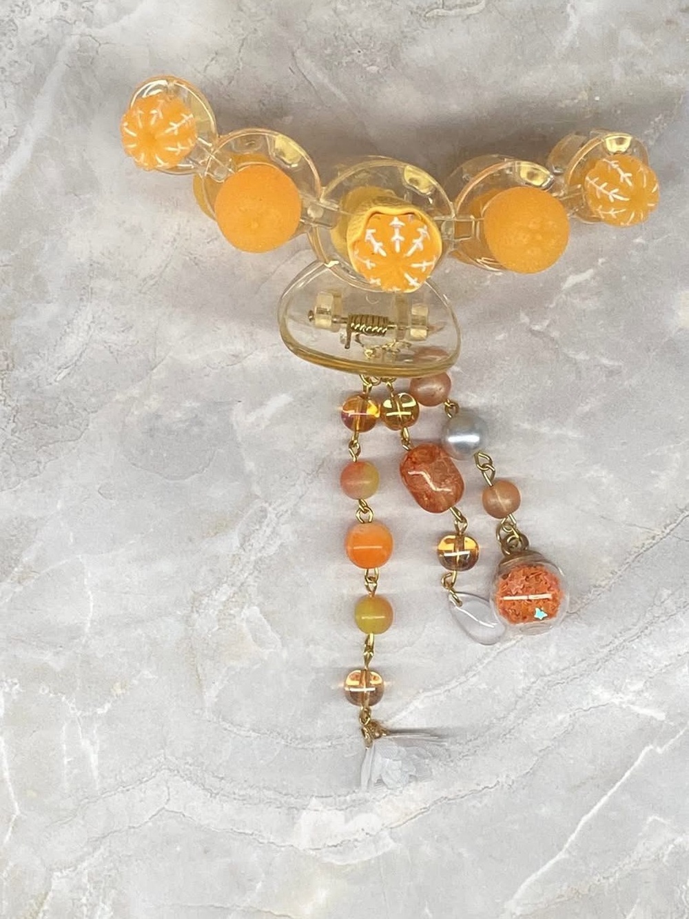 Yellow Beaded Hair Claw Clip - Women’s Decorative Hair Accessory